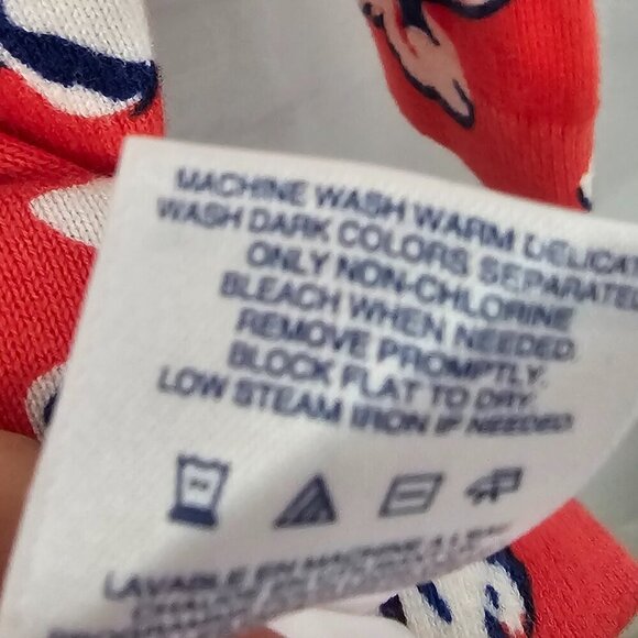 Lands' End Red Blue Tropical Floral Sweater Beach Cotton Summer M - Picture 10 of 11